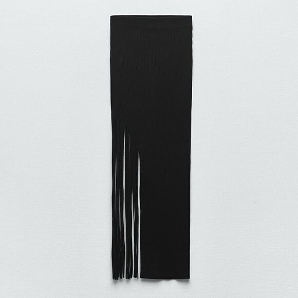 ZARA FRINGED RIBBED SKIRT - Picture 6 of 6